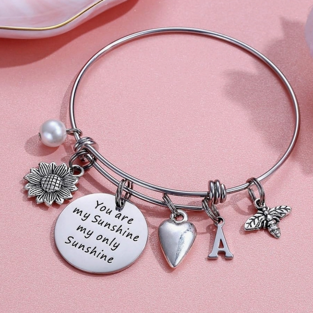 NWOT Sunflower Letter A Charm Bracelet